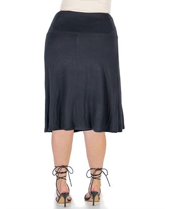 24seven Comfort Apparel Plus Size A-line Elastic Waist Skirt - Macy's