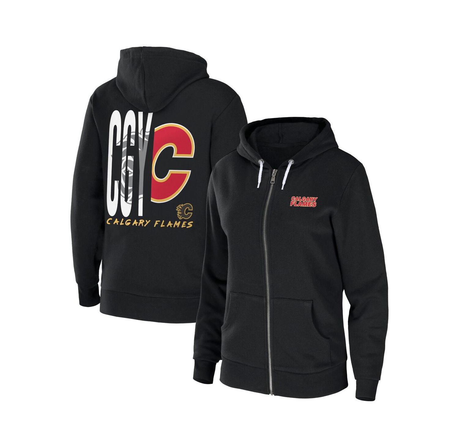 Women's Black Calgary Flames Sponge Fleece Full-Zip Hoodie