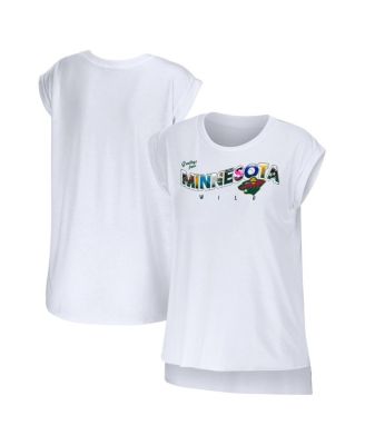 Women's White Minnesota Wild Greetings From Muscle T-shirt