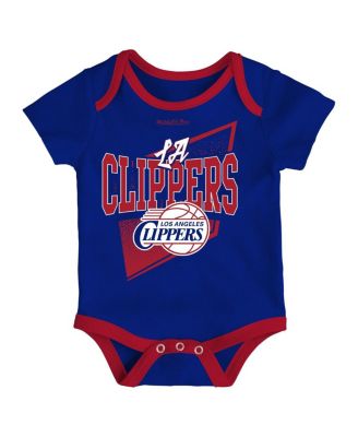 Infant Boys and Girls Royal, Red LA Clippers Hardwood Classics Bodysuits and Cuffed Knit Hat Set