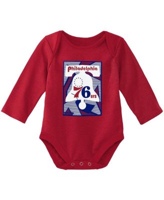 Infant Boys and Girls Royal, Red Philadelphia 76ers Hardwood Classics Bodysuits and Cuffed Knit Hat Set