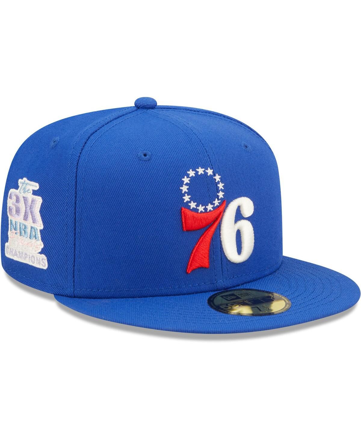 Мужская приталенная шляпа Royal Philadelphia 76ers 3x NBA Finals Champions от Pop Sweat 59FIFTY