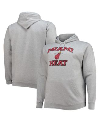 Men's Heathered Gray Miami Heat Big and Tall Heart and Soul Pullover Hoodie