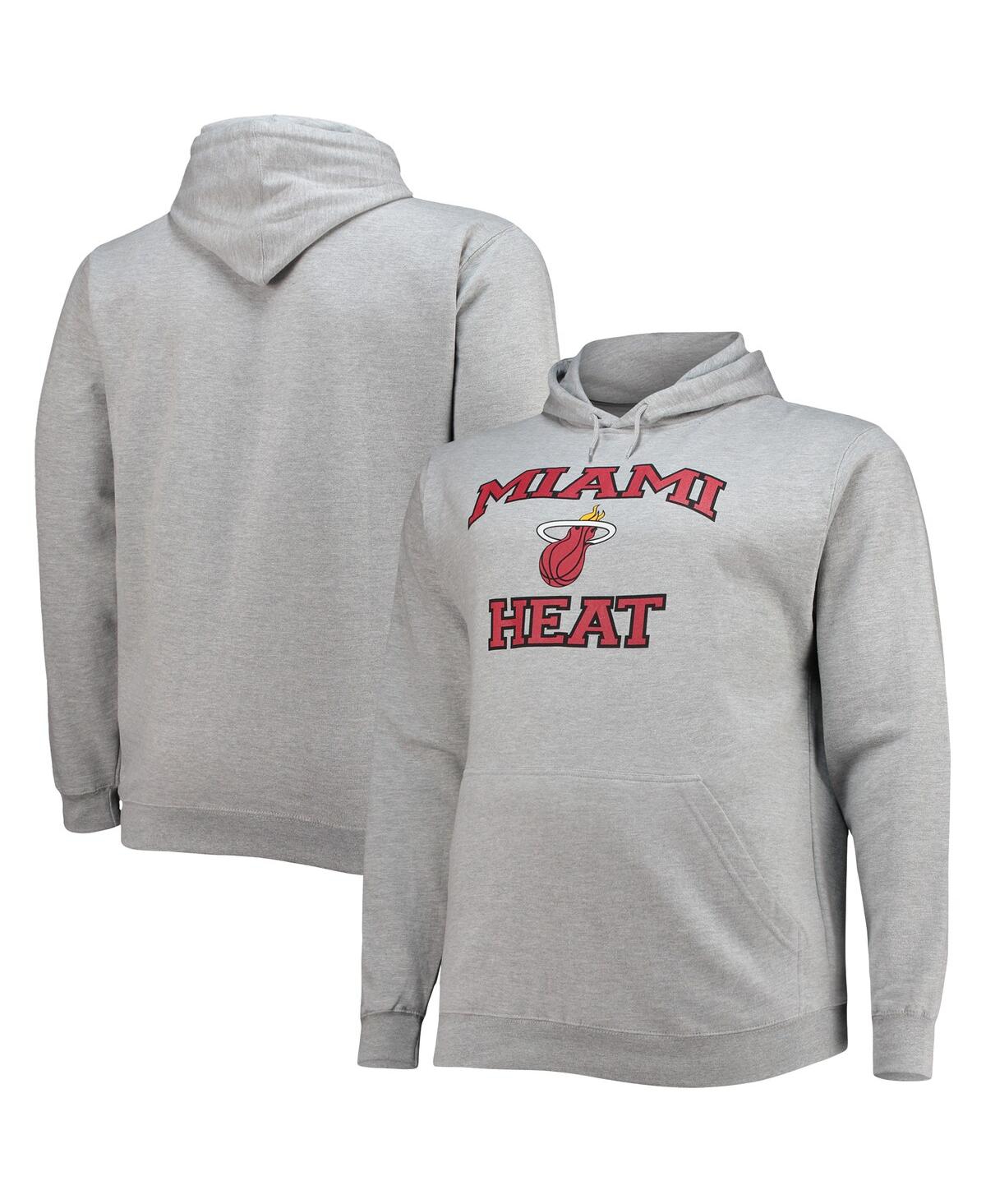 Profile Men's Heathered Gray Miami Heat Big And Tall Heart And Soul Pullover Hoodie In Heathered Gray