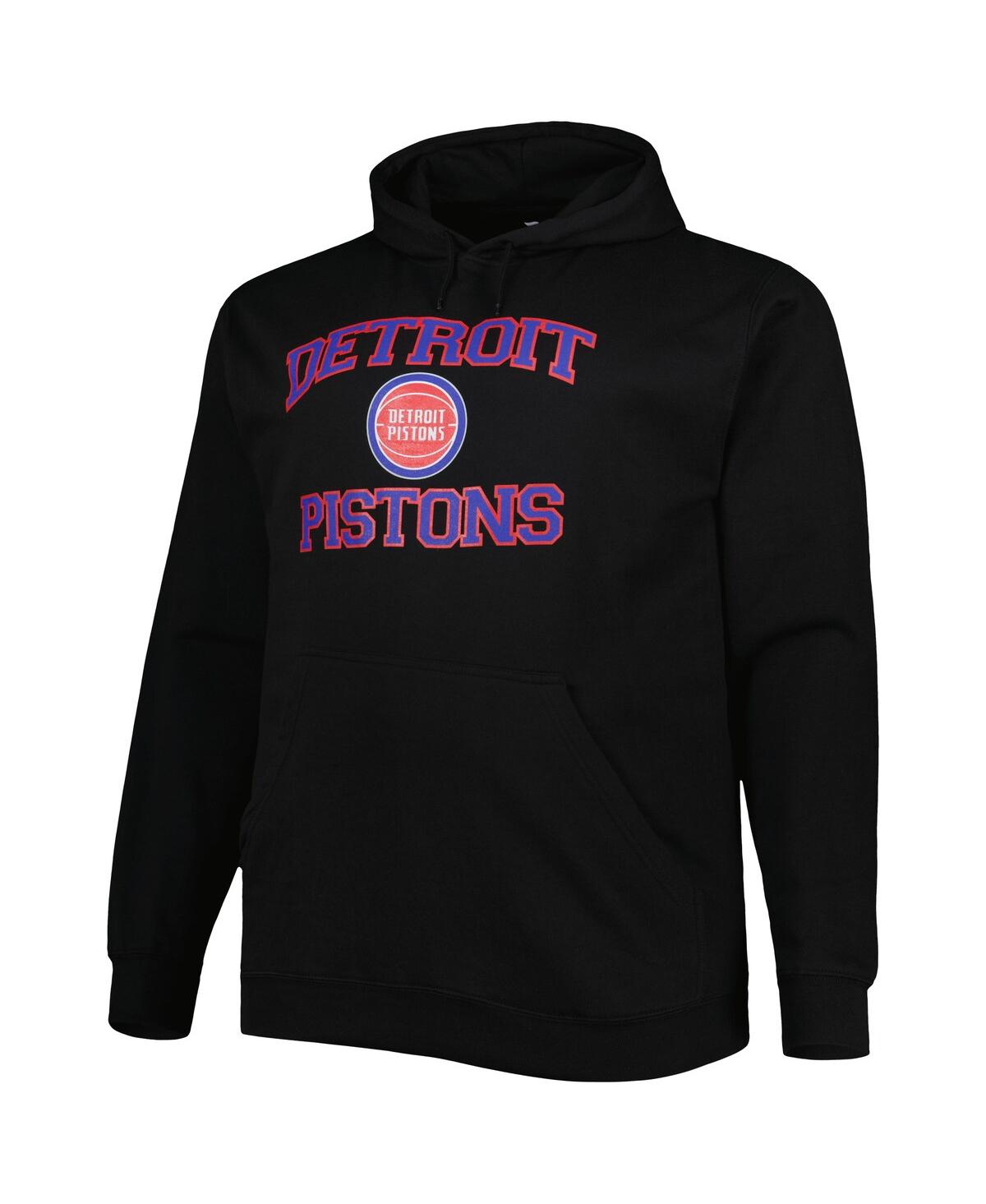 Profile Men's Black Detroit Pistons Big And Tall Heart And Soul Pullover Hoodie In Black
