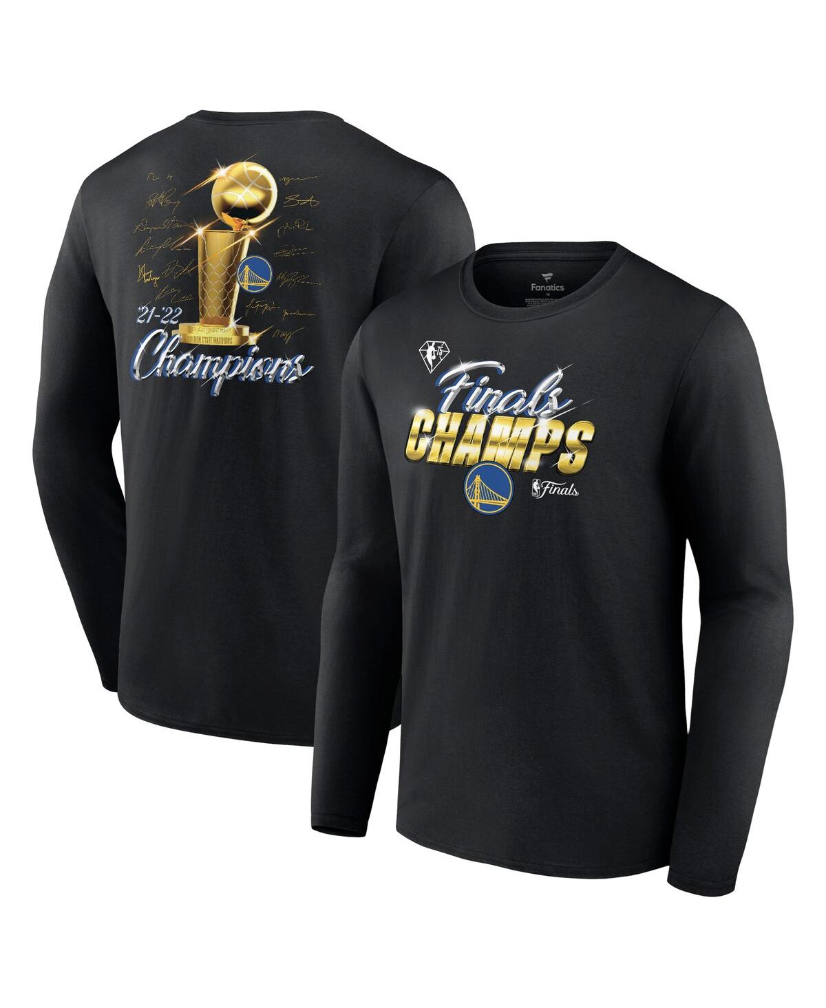Men's FanaticsGolden State Warriors 2022 Nba Finals Champions Forward Roster Signature Long Sleeve T-shirt - Black