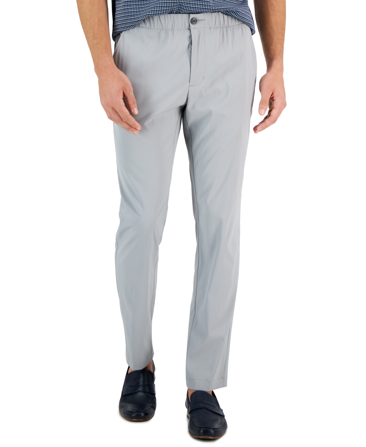 Perry Ellis Portfolio Men's Slim-fit Drawstring Dress Pants In Alloy