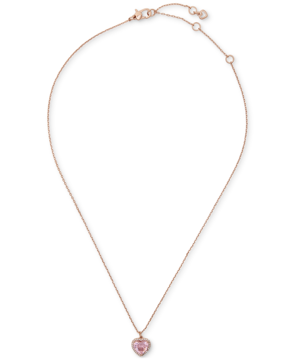 Kate Spade Cubic Zirconia Heart Halo Pendant Necklace, 16" + 3" Extender In Pink,rose Gold