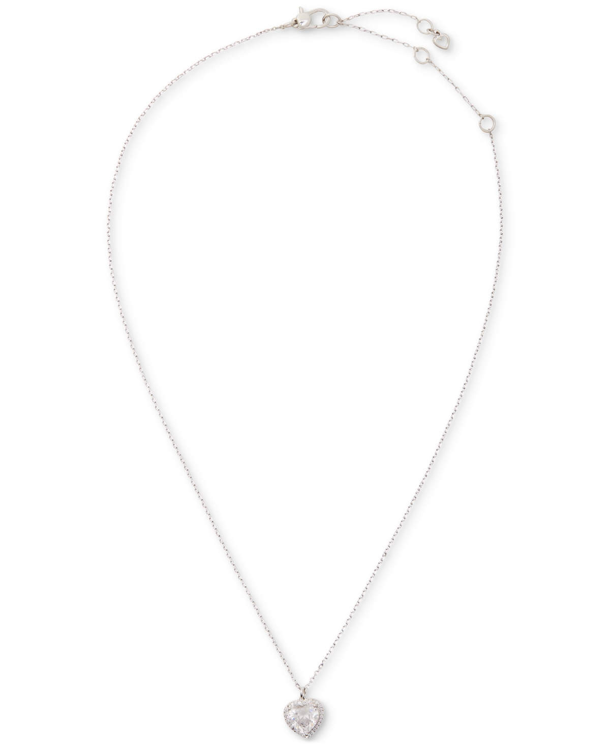 Kate Spade Cubic Zirconia Heart Halo Pendant Necklace, 16" + 3" Extender In Clear,silver.
