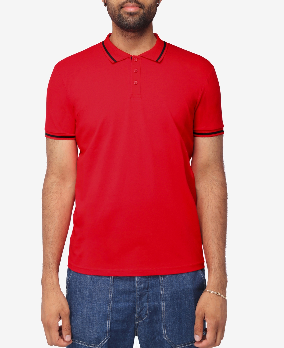 X-ray Men's Basic Short Sleeve Rib Polo Shirt In Red,navy