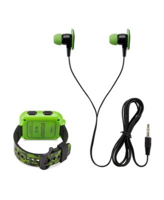 Kid's Black Green Ailen Silicone Strap Touchscreen Smart Watch 42mm with Earbuds Gift Set