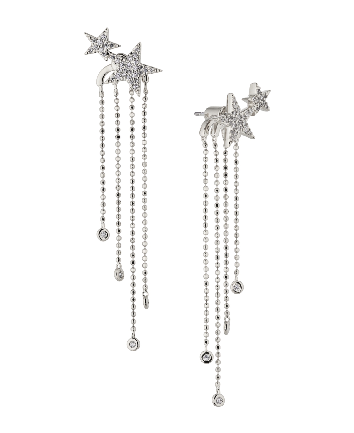 Ava Nadri Star with Fringe Drop Earring in 18K Gold Plated Brass - Silver-Tone