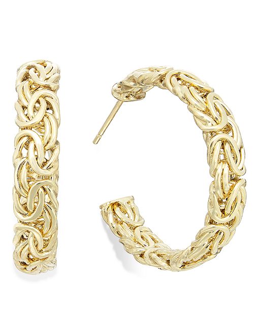 Italian Gold Byzantine Hoop Earrings in 14k Gold & Reviews - Earrings - Jewelry & Watches - Macy&#39;s