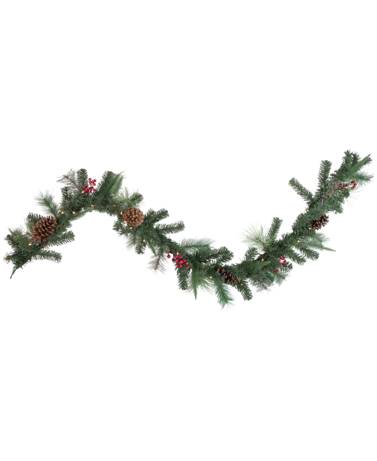 Northlight Pre-lit Decorated Pine Cone And Berries Artificial Christmas Garland In Green