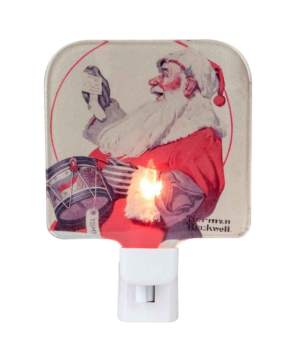 Northlight Norman Rockwell "a Drum For Tommy" Glass Christmas Night Light, 6" In White