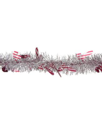 Unlit Christmas Candy Cane Wrapped Tinsel Garland