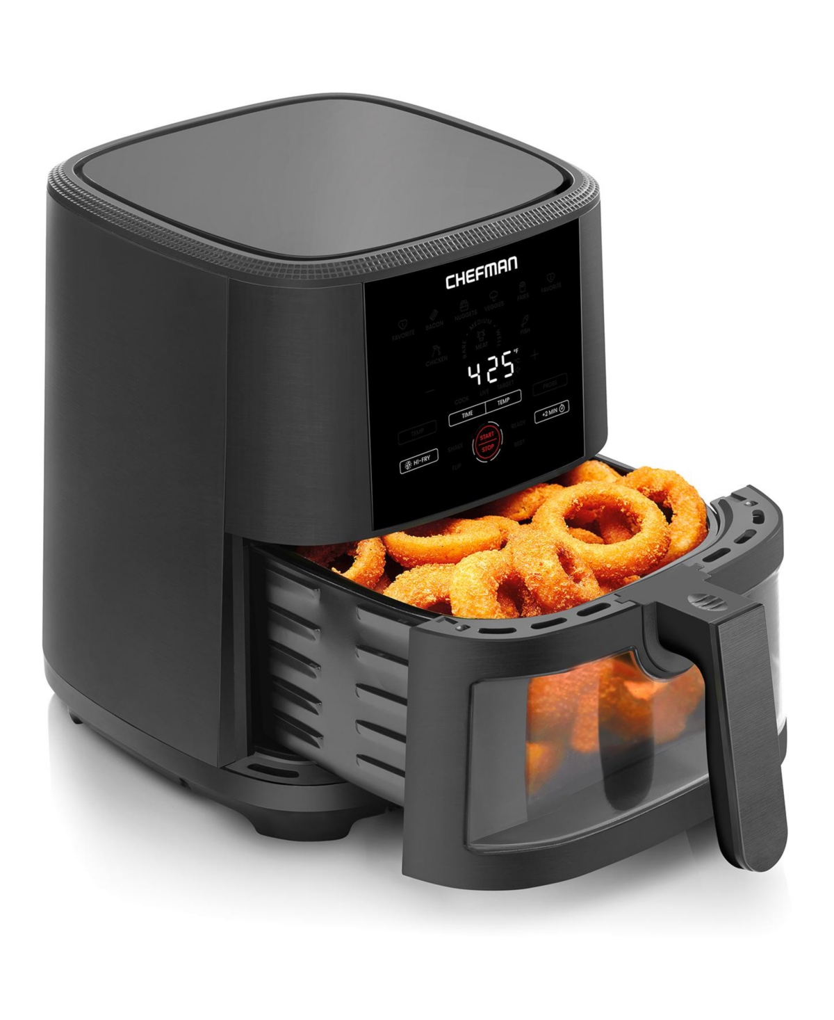 Chefman 5 Quart Air Fryer Easy View Window Digital With Temperature Probe In Black