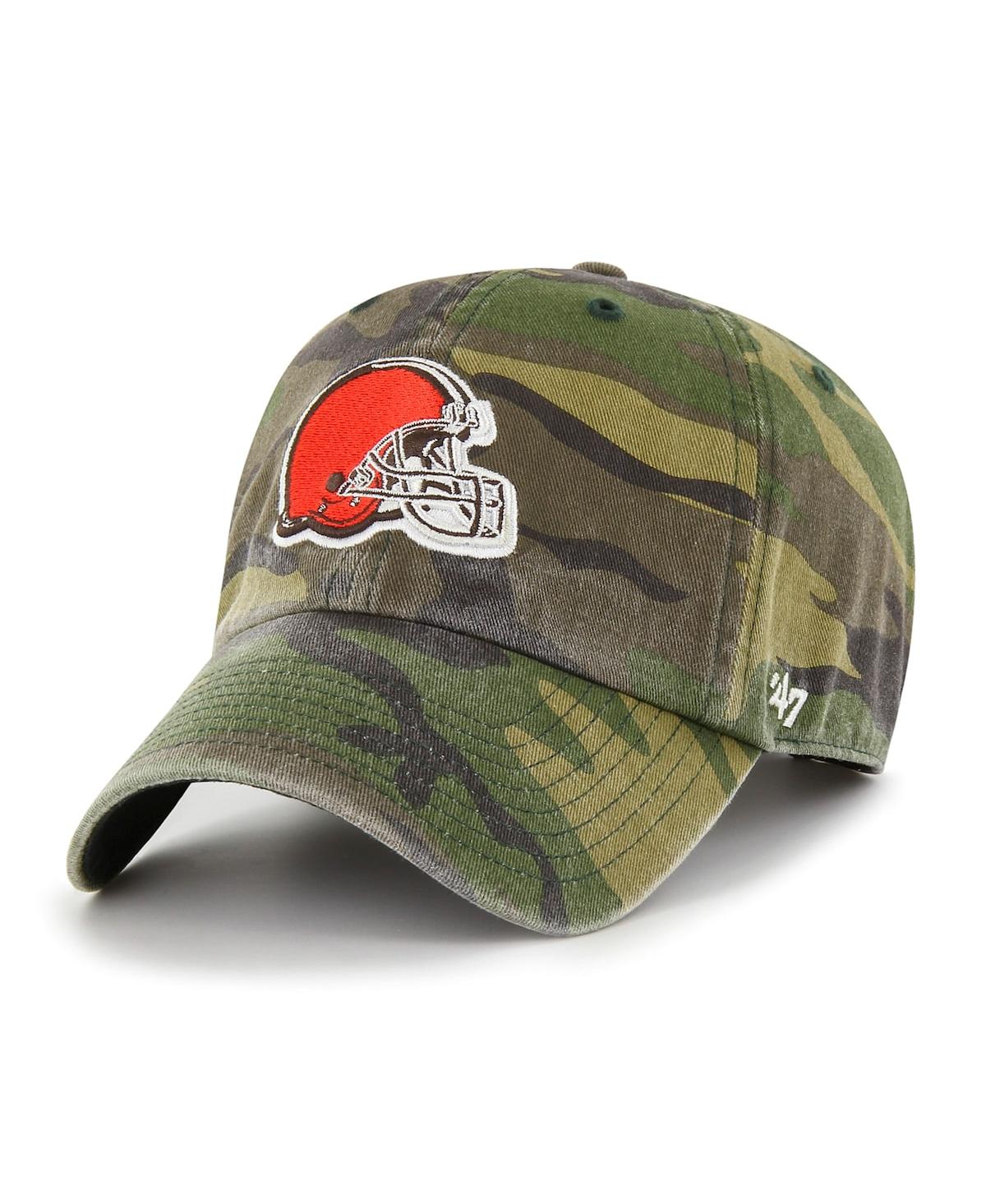 47 Brand Men's '47 Camo Cleveland Browns Woodland Logo Clean Up Adjustable Hat In Green