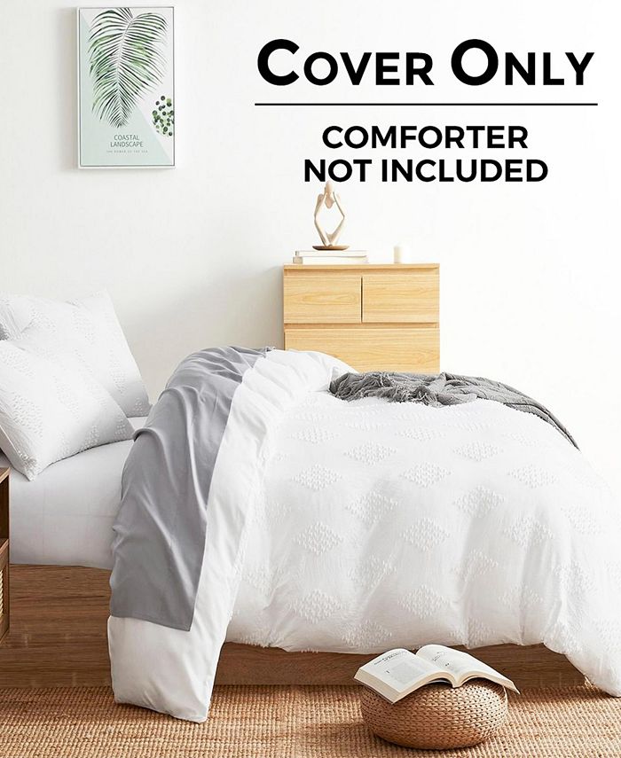 Nestl Bedding Tufted Embroidery Double Brushed 3 Piece Duvet Cover Set