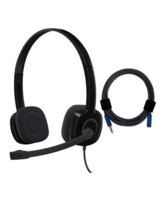 Logitech H151 Analog Stereo Headset With Boom Microphone And Adapter ...