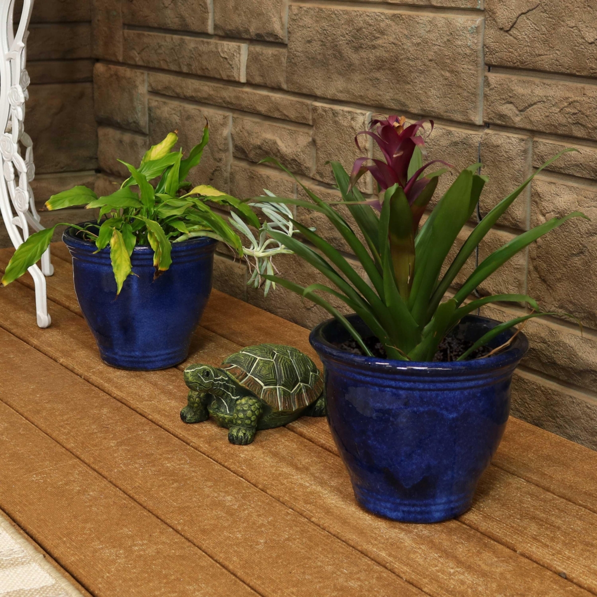 Sunnydaze Decor Studio Glazed Ceramic Planter - Imperial Blue - Set of 2