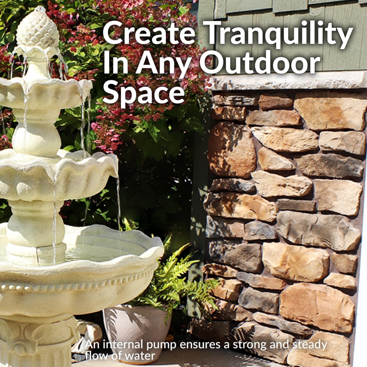 Sunnydaze Decor Pineapple Fiberglass Outdoor 3-Tier Water Fountain