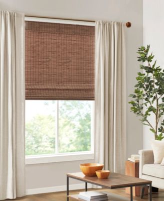 Bamboo Light Filtering Roman Shade, Single Panel for Bedroom, light filtering 100% Natural bamboo window Roman Shades for Living Room, Width 29 length 64 inches, Cordless Lift/Pull Teak Window Panel