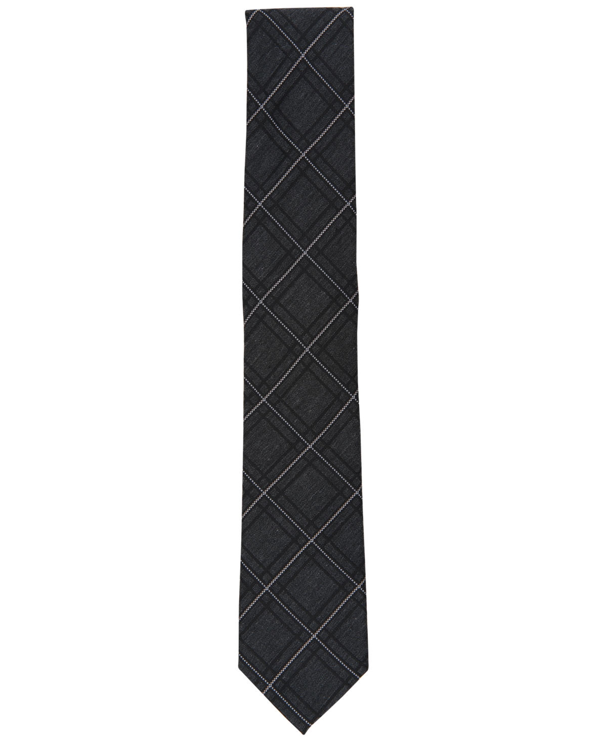 Shop Alfani Men's Rocky Grid Tie, Created For Macy's In Charcoal