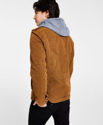 Men’s Sherpa Lined Two Pocket Hooded Trucker Jacket
