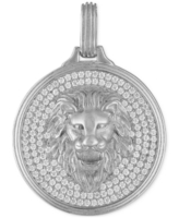 Esquire Men's Jewelry Cubic Zirconia Lion Pendant in Sterling Silver, Created for Macy's - Silver