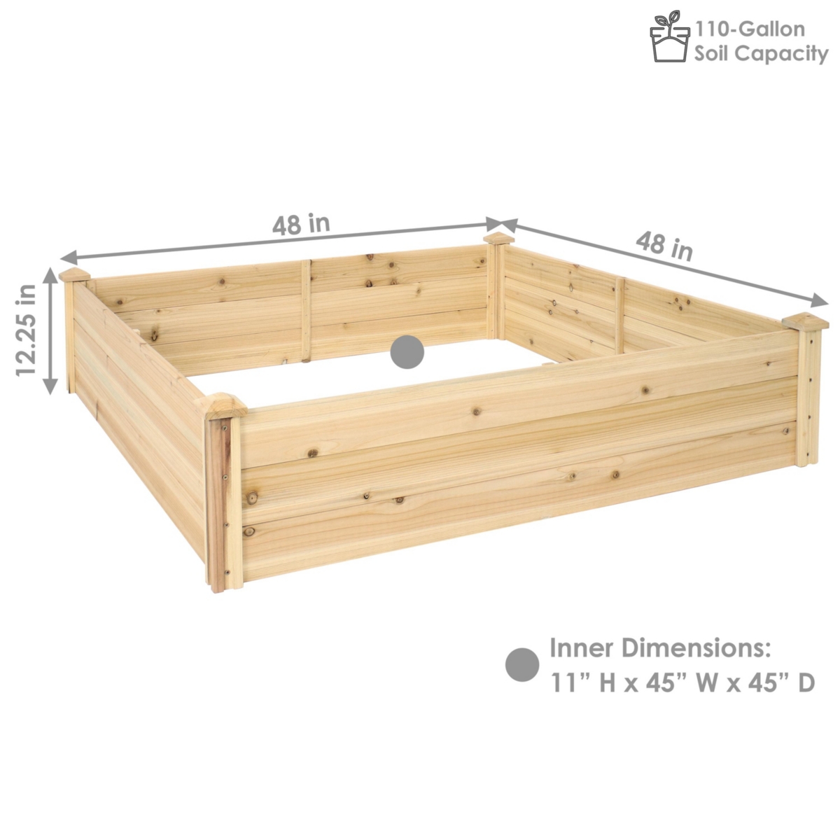 Sunnydaze Decor Wooden Fir Square Raised Garden Bed - - Natural
