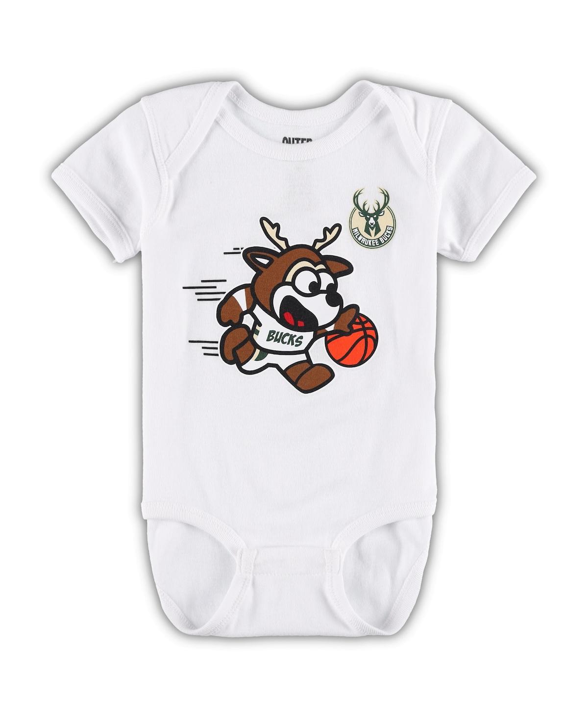Outerstuff Babies' Infant Boys And Girls White Milwaukee Bucks Mascot Bodysuit