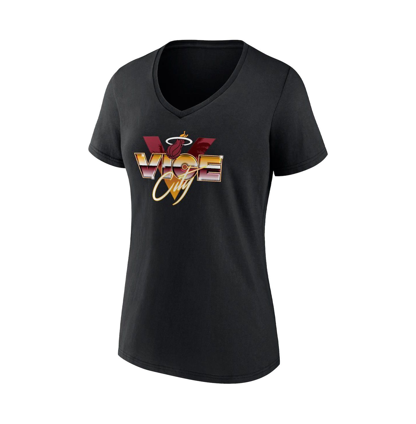 Женская футболка Fanatics Black Miami Heat Hometown Collection Vice City V-Neck — фото 3