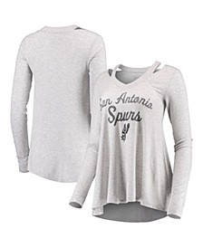 Women's Threads Gray San Antonio Spurs Double Dribble Separation Long Sleeve V-Neck T-shirt