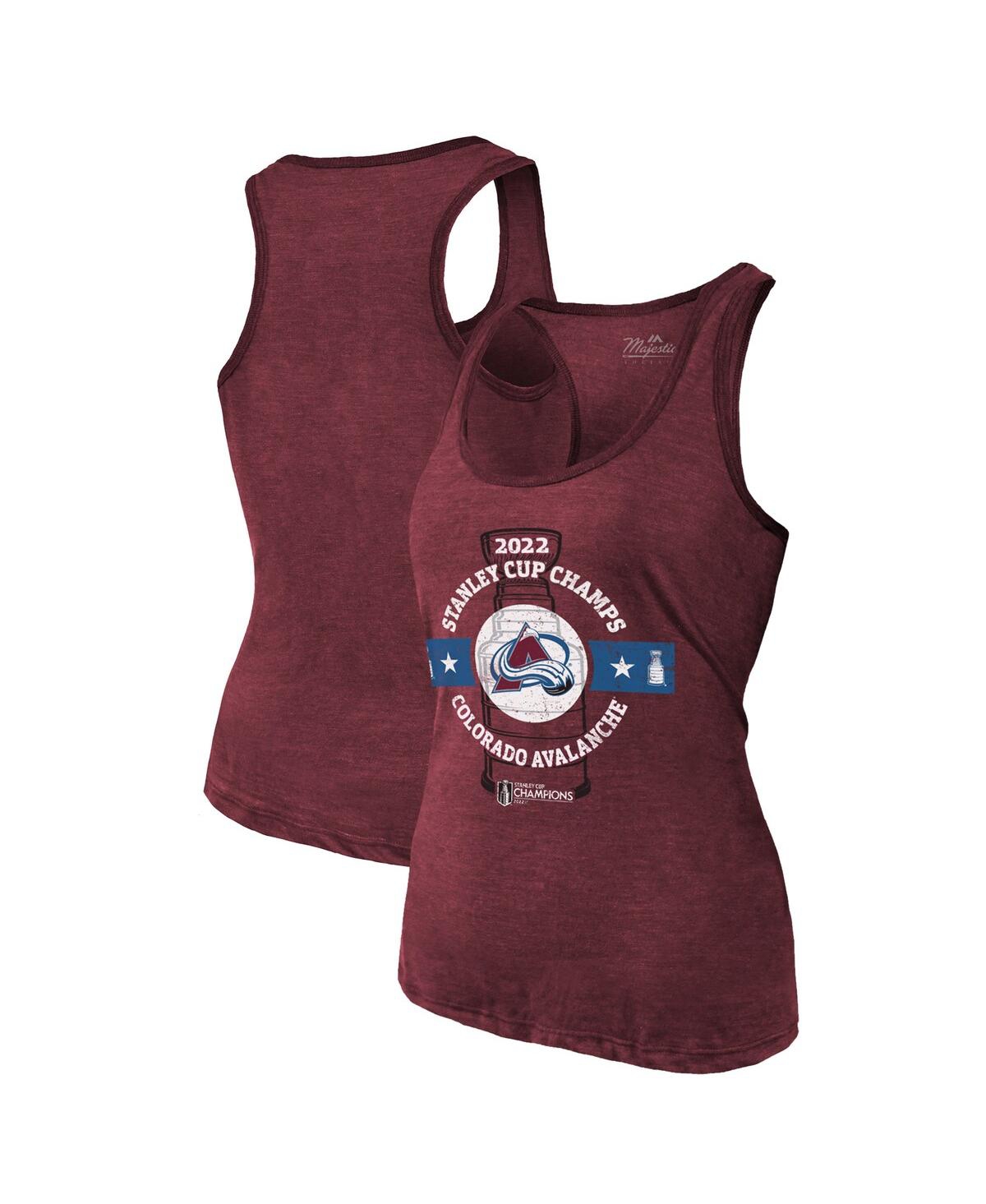 Shop Majestic Women's  Threads Burgundy Colorado Avalanche 2022 Stanley Cup Champions Racerback Tank Top