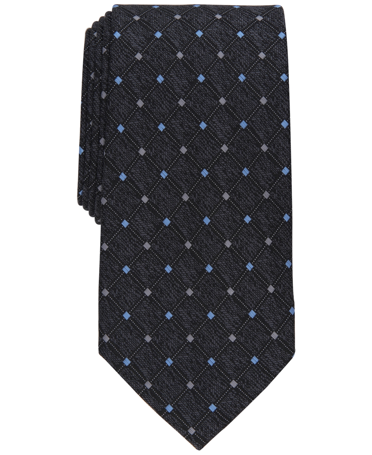Club Room Men's Stanton Grid Tie, Created For Macy's In Black