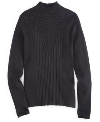 Women's Detail Ribbed Mock Neck Sweater, Created for Macy's