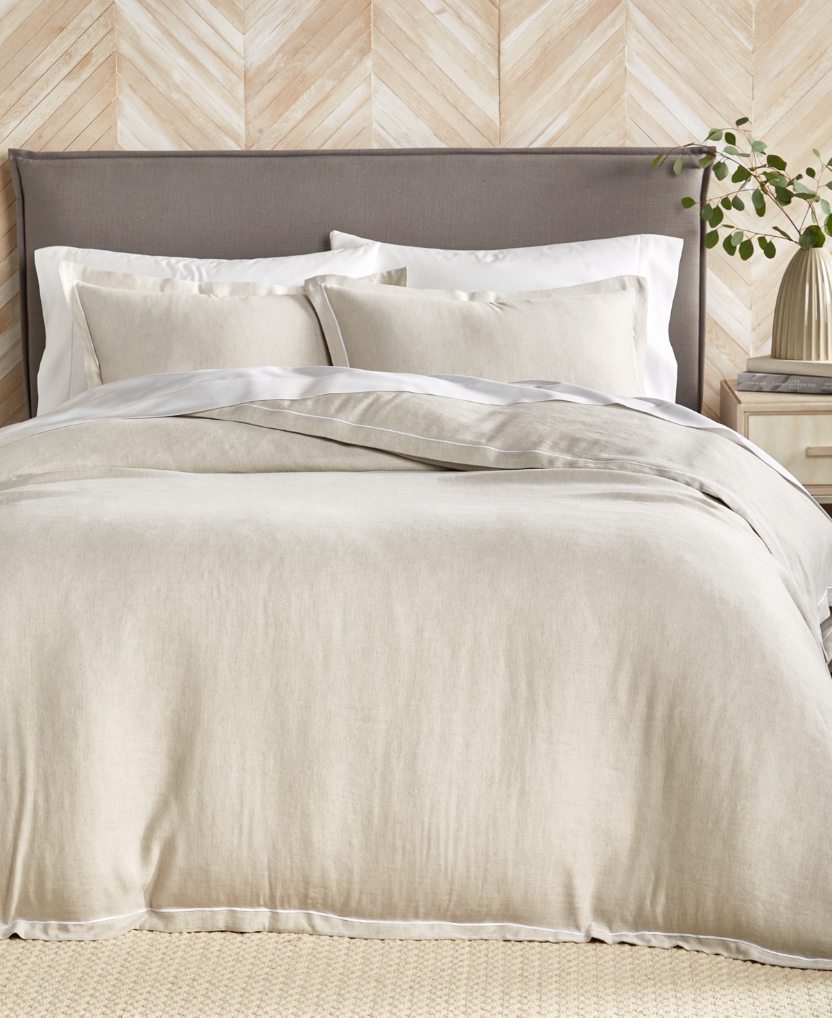 Hotel Collection Linen/modal Blend 3-pc. Duvet Cover Set, Full/queen, Created For Macy's In Natural