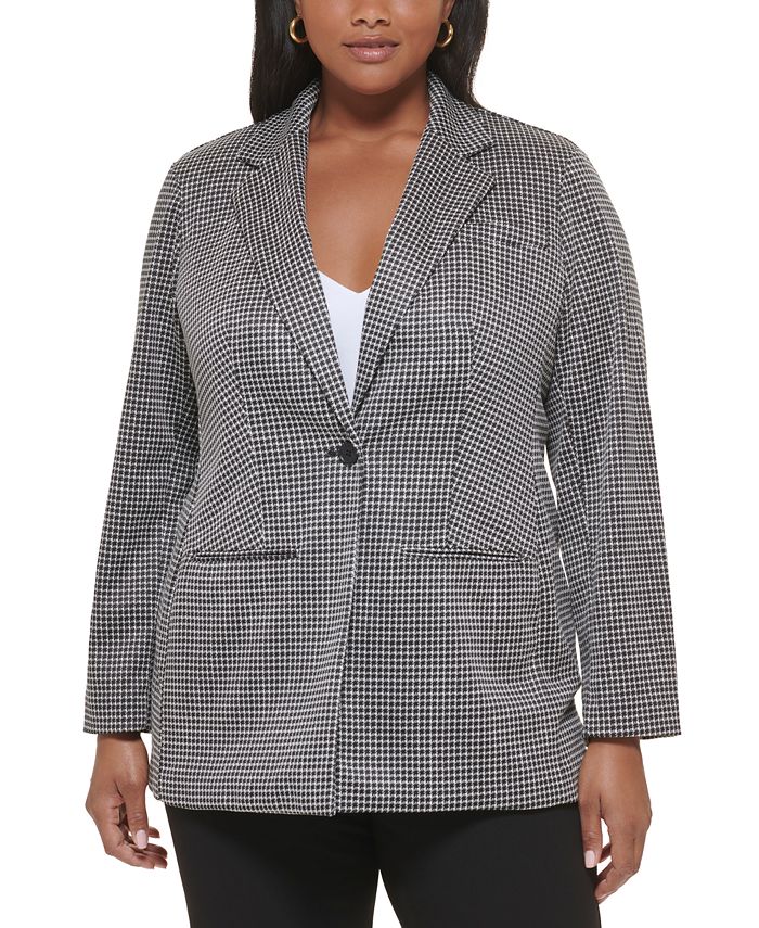 Printed Belted Blazer with Notched Collar main image 1