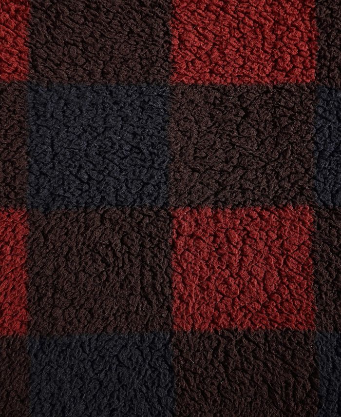 Eddie Bauer Cabin Plaid Sherpa Reversible 2 Piece Throw and Pillow