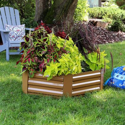 11.75" H Raised Metal Garden Bed - Galvanized Raised Garden Bed Outdoor for Vegetables and Flowers - Brown - Hexagon