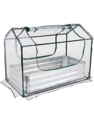Steel Raised Garden Bed with PVC Greenhouse Cover - Clear