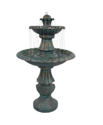 Nouveau 41-Inch Tall 2-Tier Outdoor Garden Water Fountain - Green