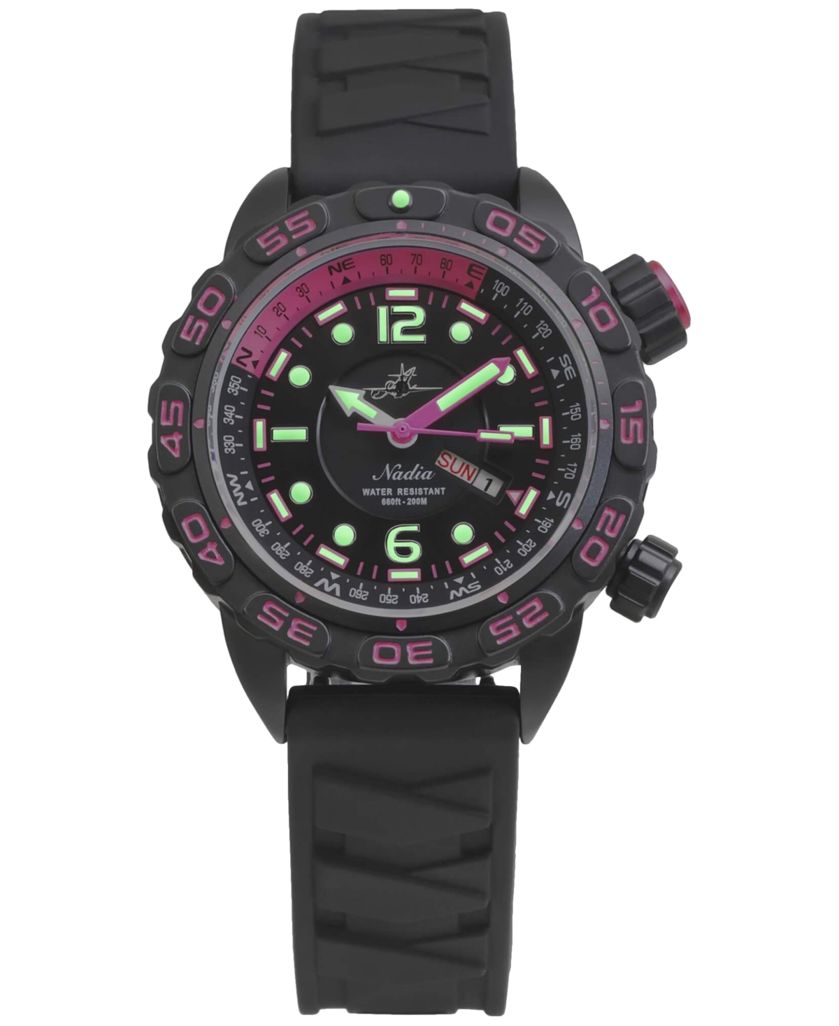 Shop Abingdon Co. Women's Automatic Nadia Black Silicone Strap Watch 35mm In Abyss