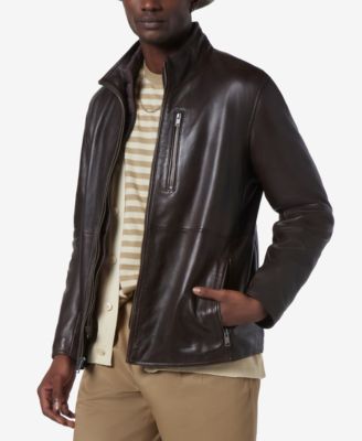 Men's Wollman Smooth Leather Racer Jacket with Removable Interior Bib