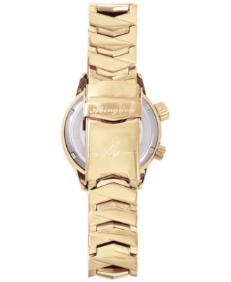 Women's Elise Swiss Tri-Time 28k Gold Ion-Plated Stainless Steel Bracelet Watch 33mm