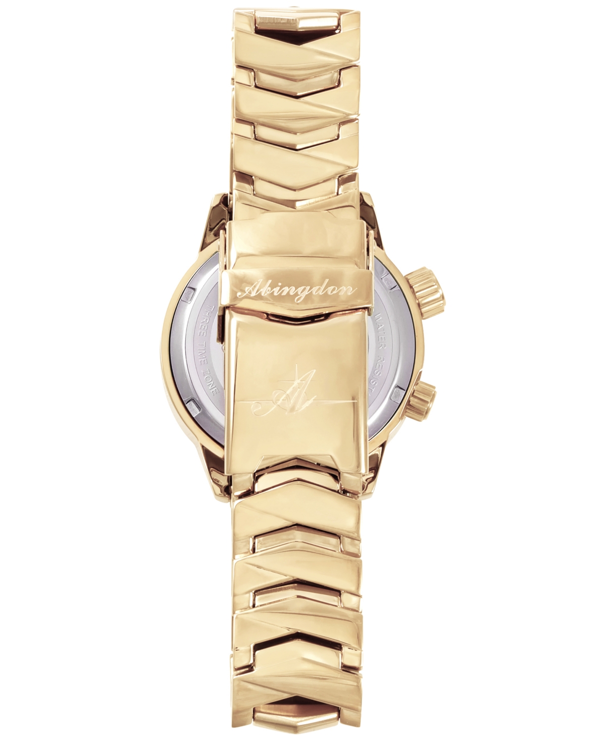 Shop Abingdon Co. Women's Elise Swiss Tri-time 28k Gold Ion-plated Stainless Steel Bracelet Watch 33mm In Egyptian Gold