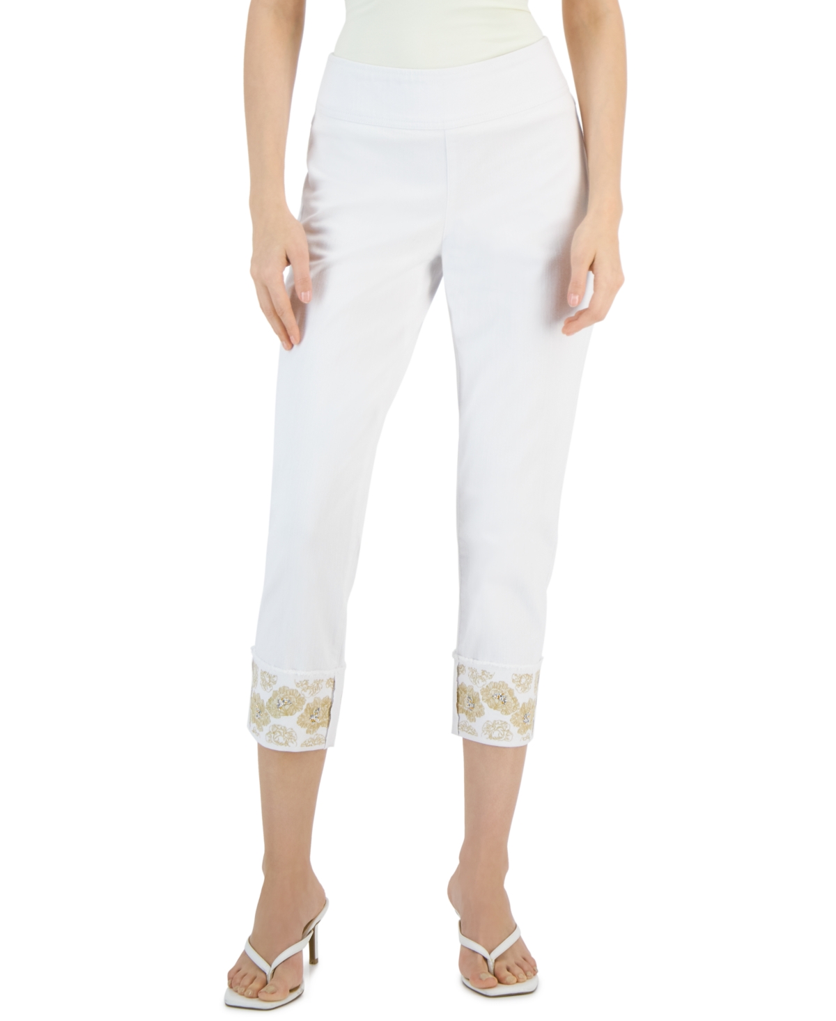  Inc International Concepts Women's Embroidered-Cuff Straight Jeans, Created for Macy's