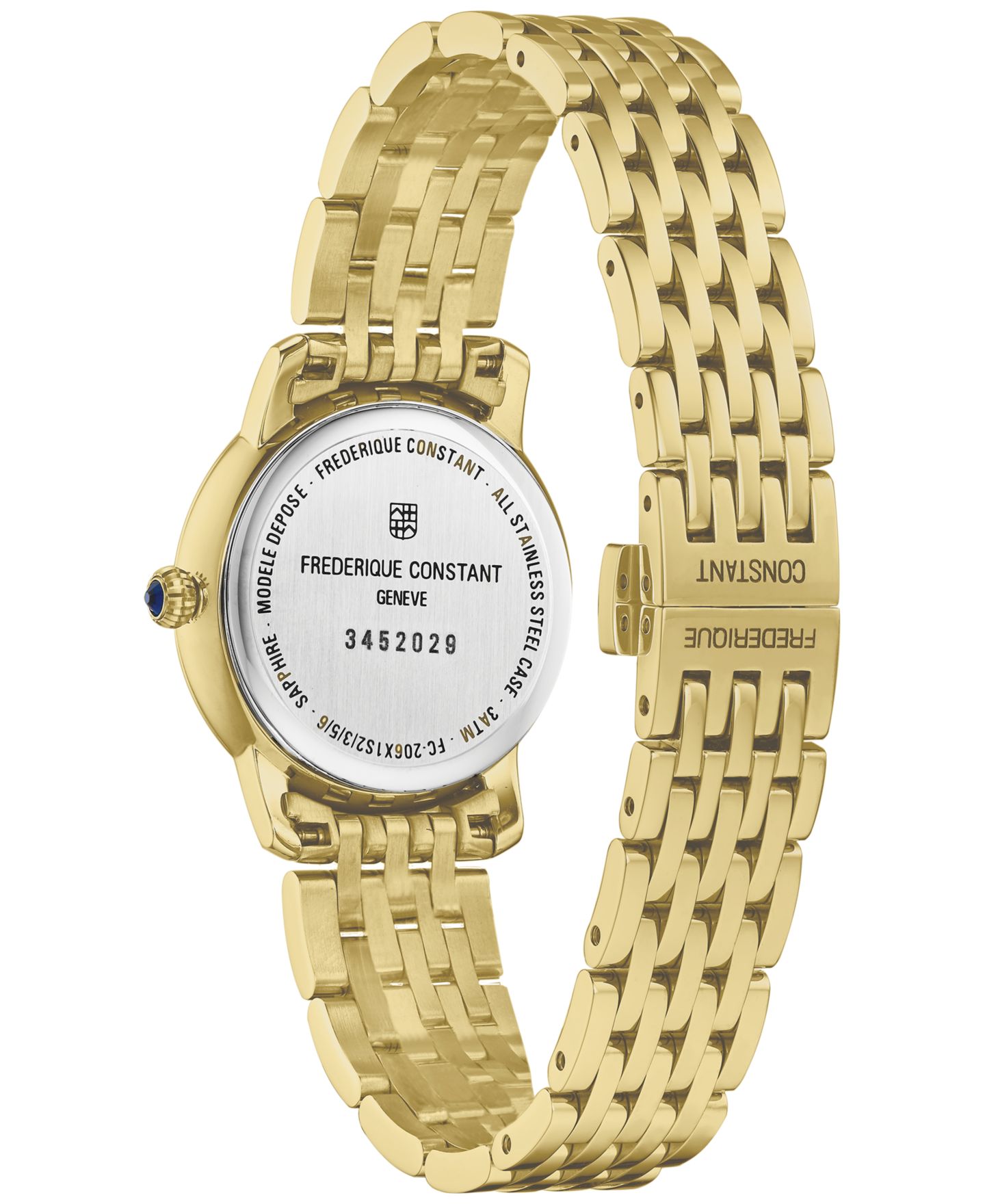 Женские часы Frederique Constant Swiss Slimline Diamond (1/20 ct. t.w.) Gold-tone Stainless Steel Bracelet Watch 30mm — фото 3