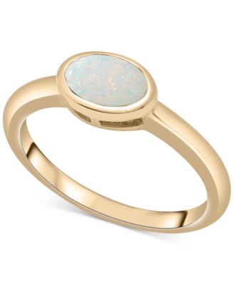 Macy's - Lab-grown Morganite Oval Bezel Ring (5/8 ct. t.w.) in 14k Rose Gold-Plated Sterling Silver (Also in Lab-grown Opal)